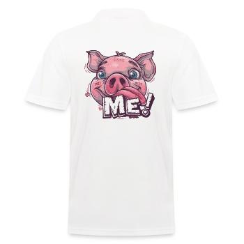 Cute, funny, piggy, kiss me - Men's Polo Shirt - white - Back - Kai (181cm)