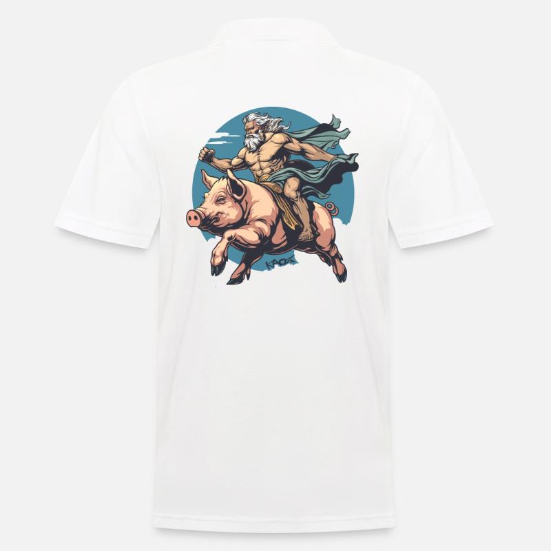 Ein griechischer Gott reitet auf einem Schwein - Männer Poloshirt - Weiß