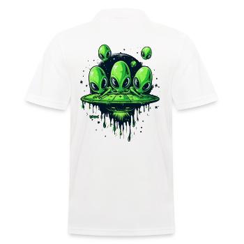 Drôle de disque volant : Petite invasion extraterrestre verte - Polo Homme - blanc - Dos - Kai (181cm)