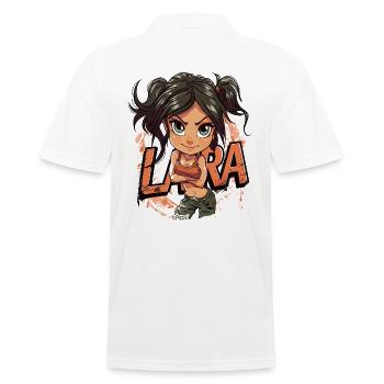 Lara l’aventurière : Fille d’anime d’aventure - Polo Homme - blanc - Dos - Kai (181cm)