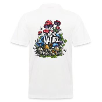 Blumen, Pilze, Gras, Vögel - Eine Wiese der Natur - Männer Poloshirt - Weiß - Hinten - Kai (181cm)