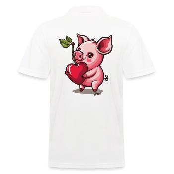 Eine süße kleine Kirsche ein niedliches Schwein - Männer Poloshirt - Weiß - Hinten - Kai (181cm)