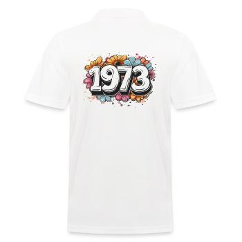 Blumen und 1973 - Männer Poloshirt - Weiß - Hinten - Kai (181cm)