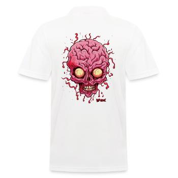 Sour and Funny, Zombie Brain Skull - Men's Polo Shirt - white - Back - Kai (181cm)