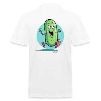 A drawing of a happily running cucumber - Men's Polo Shirt - white - Back - Kai (181cm)