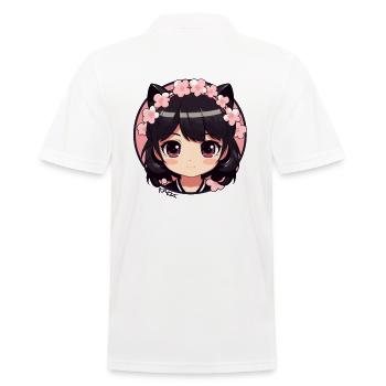 Jolie fille d’anime avec des fleurs et des fleurs - Polo Homme - blanc - Dos - Kai (181cm)