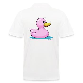 Eine Bonbon-farbene Badewannen Gummi Ente - Männer Poloshirt - Weiß - Hinten - Kai (181cm)