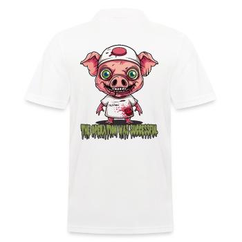 The operation was successful, Dr. Schwein - Men's Polo Shirt - white - Back - Kai (181cm)