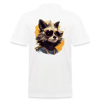 Cool sunglasses and a raccoon - Men's Polo Shirt - white - Back - Kai (181cm)