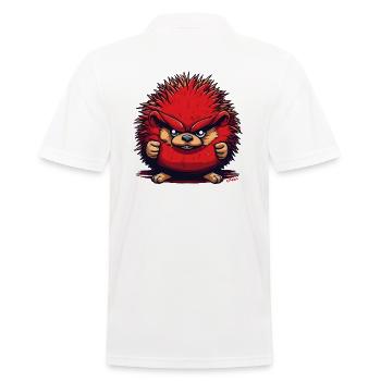 Lustiger wütender roter Igel - Männer Poloshirt - Weiß - Hinten - Kai (181cm)