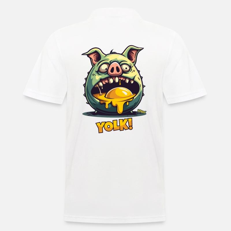 Zombie-Schwein verschlingt Eigelb - Männer Poloshirt - Weiß