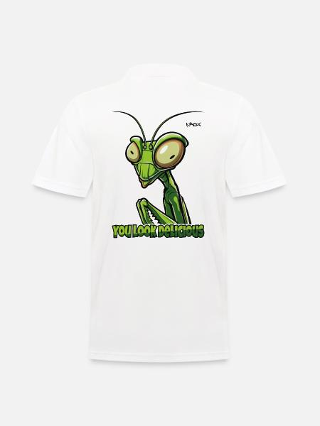 Näytät herkulliselta! Sarjakuva rukoileva mantis - Miesten pikeepaita - valkoinen