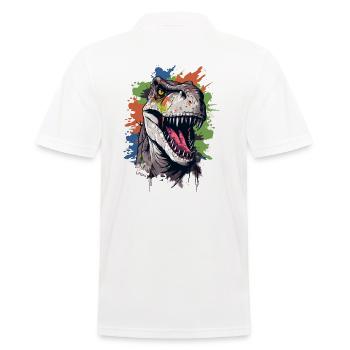 Splashes of color: A colorful dino with an action look - Men's Polo Shirt - white - Back - Kai (181cm)