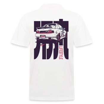 Japanese 90s Cars Lifestyle: JDM Tuning - Men's Polo Shirt - white - Back - Kai (181cm)
