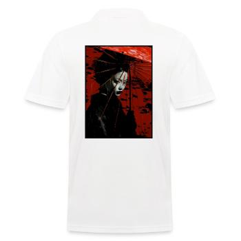 Japanische Geisha mit Regenschirm - Männer Poloshirt - Weiß - Hinten - Kai (181cm)