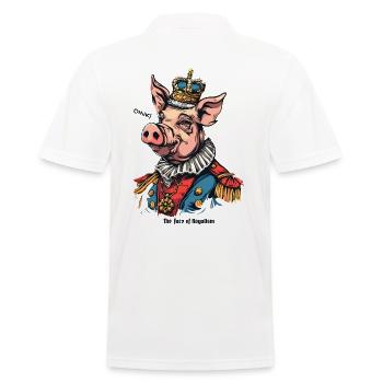 Royal Pig with Crown: Majestic Oink - Men's Polo Shirt - white - Back - Kai (181cm)