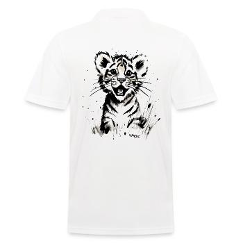 Entzückender glücklicher kleiner Tiger - Männer Poloshirt - Weiß - Hinten - Kai (181cm)