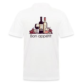 Wein, Trauben, Käse - Guten Appetit! - Männer Poloshirt - Weiß - Hinten - Kai (181cm)