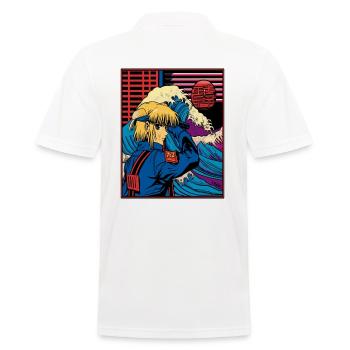 Kanagawa-Welle und Victoria dasPolice Girl - Männer Poloshirt - Weiß - Hinten - Kai (181cm)