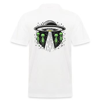 Alien Invasion und Alien Entführung - Männer Poloshirt - Weiß - Hinten - Kai (181cm)