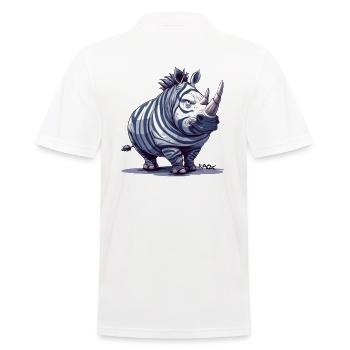 drôle de rhinocéros déguisé en gros zèbre - Polo Homme - blanc - Dos - Kai (181cm)