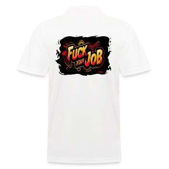 F*** Deinen Job - Männer Poloshirt - Weiß - Hinten - Kai (181cm)