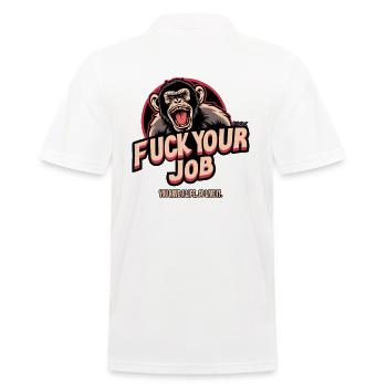 Affe: Vergiss deinen Job, lebe dein Leben - Männer Poloshirt - Weiß - Hinten - Kai (181cm)