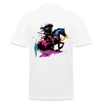 Reiter Pferd bunt - Männer Poloshirt - Weiß - Hinten - Kai (181cm)