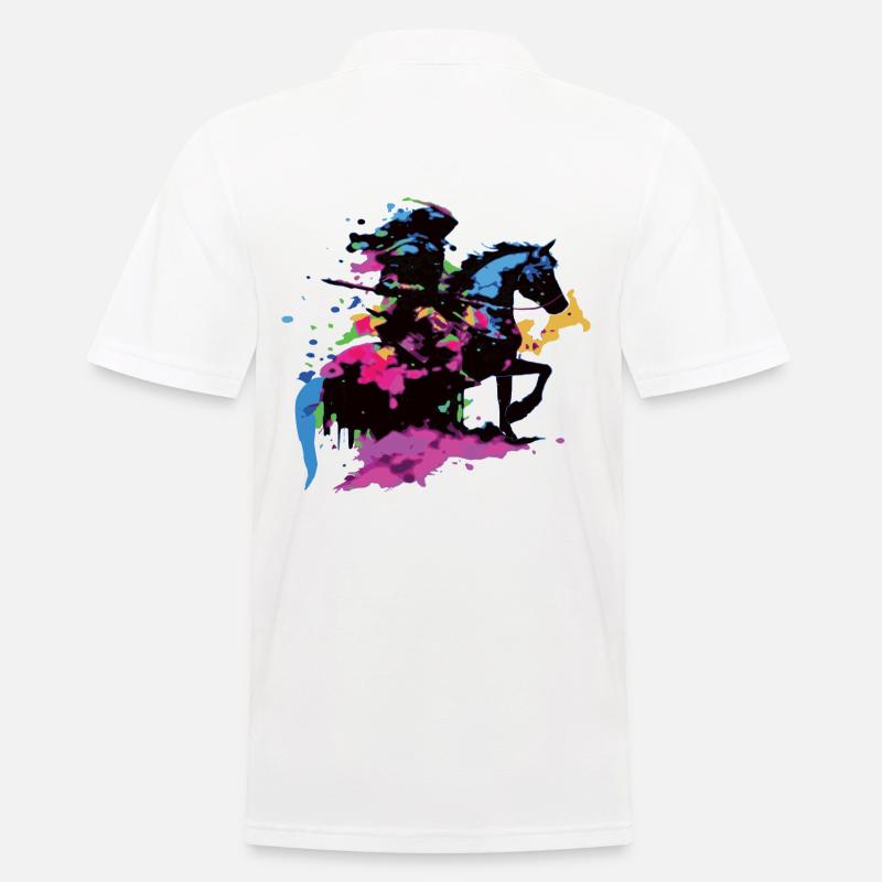 Reiter Pferd bunt - Männer Poloshirt - Weiß