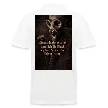 Gasmaske und Blume mit Spruch - Männer Poloshirt - Weiß - Hinten - Kai (181cm)