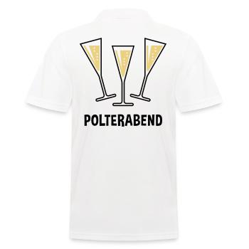 Polterabend (JGA / Sektgläser / Trichter Zu / 2C) - Männer Poloshirt - Weiß - Hinten - Kai (181cm)