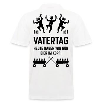 Vatertag – Bier Im Kopf (2 Bollerwagen / Black) - Männer Poloshirt - Weiß - Hinten - Kai (181cm)