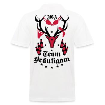 173 Hirsch JGA Team Bräutigam Bier Freunde - Männer Poloshirt - Weiß - Hinten - Kai (181cm)