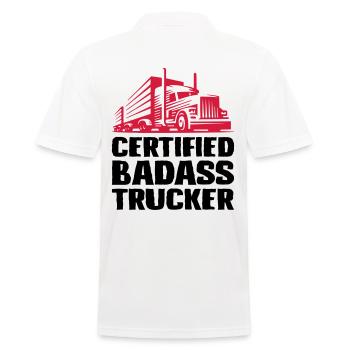 Certified badass trucker - Men's Polo Shirt - white - Back - Kai (181cm)