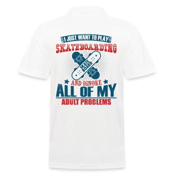 I just want to play skateboarding - funny skaters - Men's Polo Shirt - white - Back - Kai (181cm)