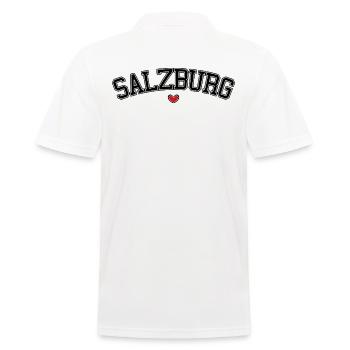 Salzburg Herz Schrift - Männer Poloshirt - Weiß - Hinten - Kai (181cm)