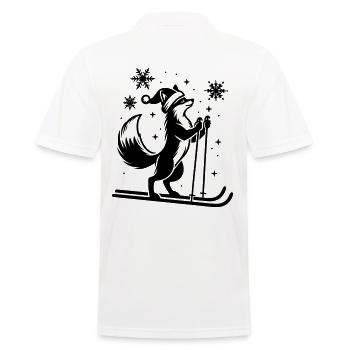 Weihnachtsfuchs auf Skiern - Männer Poloshirt - Weiß - Hinten - Kai (181cm)