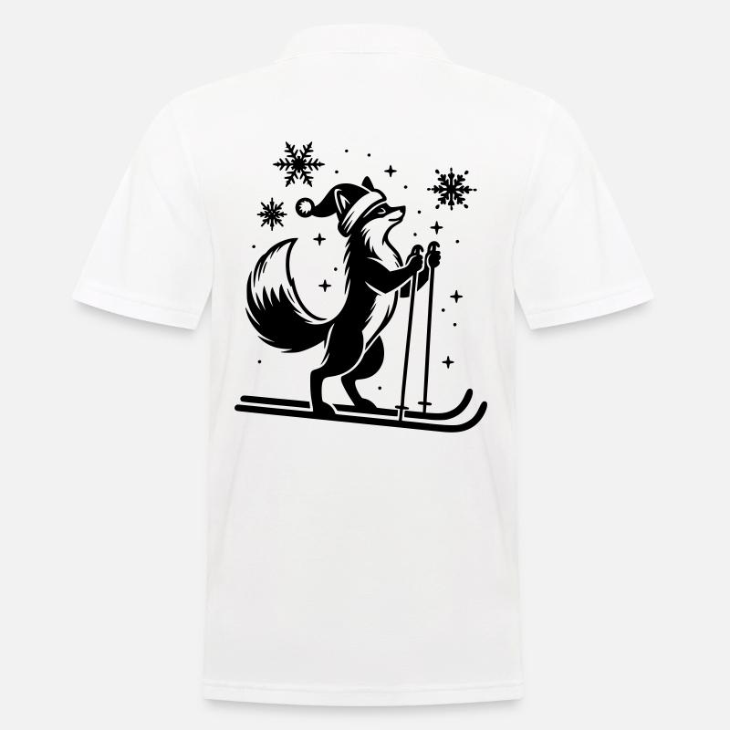 Weihnachtsfuchs auf Skiern - Männer Poloshirt - Weiß