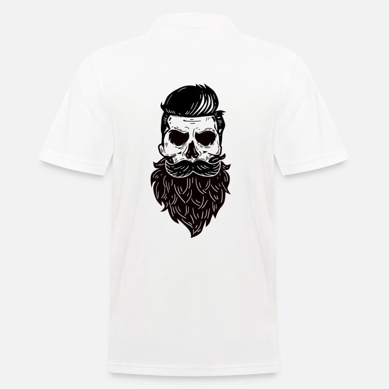 Totenkopf Skull Bart Bärtiger Schädel - Männer Poloshirt - Weiß