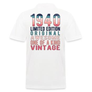 Limited Edition Since 1940 Birthday Vintage 1940's - Men's Polo Shirt - white - Back - Kai (181cm)