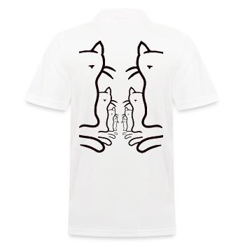 Minimalistisch Katzen Katze Retro Vintage 80er - Männer Poloshirt - Weiß - Hinten - Kai (181cm)
