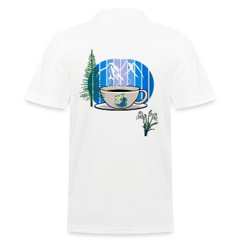 80s 90s Mountain Coffee Mug Austria Tyrol - Men's Polo Shirt - white - Back - Kai (181cm)
