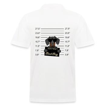 Bad Boy Dachshund or Young Doberman - Evil Dog - Men's Polo Shirt - white - Back - Kai (181cm)
