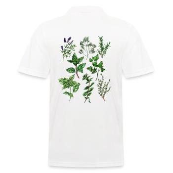 Kräuter: Lavendel Dill Rosmarin Thymian Oregano... - Männer Poloshirt - Weiß - Hinten - Kai (181cm)
