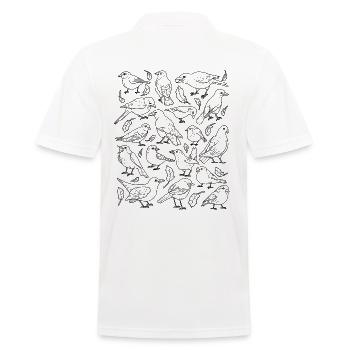 Oiseaux, différents types d'oiseaux, oiseaux de jardin - Polo Homme - blanc - Dos - Kai (181cm)