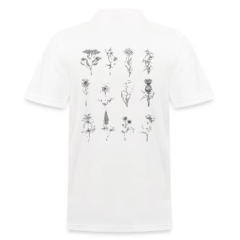 Wildflowers Line Art - Men's Polo Shirt - white - Back - Kai (181cm)