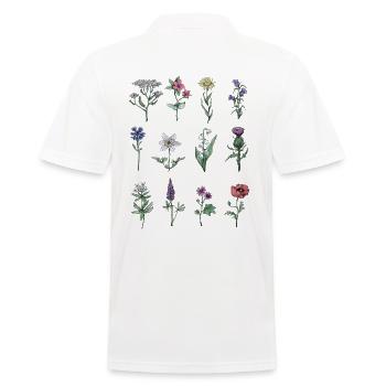 Verschiedene Wildblumen - Männer Poloshirt - Weiß - Hinten - Kai (181cm)