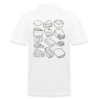 Käsesorten (Parmesan, Gouda, Gorgonzola, Camember) - Männer Poloshirt - Weiß - Hinten - Kai (181cm)