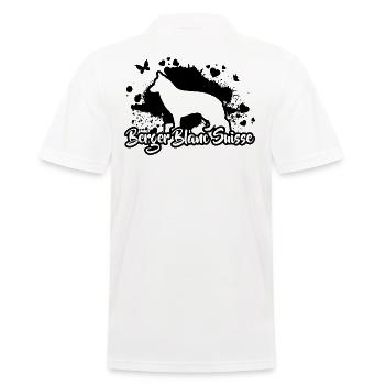 BERGER BLANC SUISSE Hunde Hund Wilsigns - Männer Poloshirt - Weiß - Hinten - Kai (181cm)