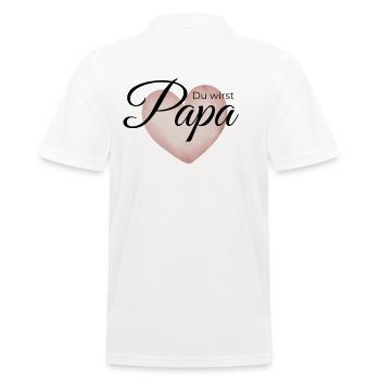 Du wirst Papa – Herz-Design zur Verkündung - Männer Poloshirt - Weiß - Hinten - Kai (181cm)